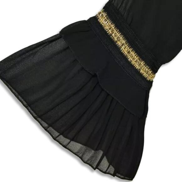 New MIM'S CREAZIONI Made In Italy Sheer Overlay Pleated Cuff Cocktail Mini Dress - Picture 7 of 10